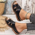 thumbnail image 4 of Dakaela Womens Wedge Sandals Leather Walking Dressy Sandal Rubber Casual Slip on Summer Shoes Black 6.5, 4 of 8