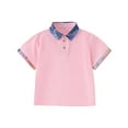 thumbnail image 2 of YUSIM Boys Color Block Polo Shirts- Short Sleeve Cotton Summer Formal Casual School Uniform Pink Size 6 T, 2 of 3