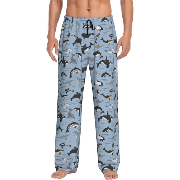 Fotbe Dolphins Pantalones de Pijama para Hombre, Pantalones de Dormir, Pantalones de Casa con Cintura Ajustable y Bolsillos-XX-Large