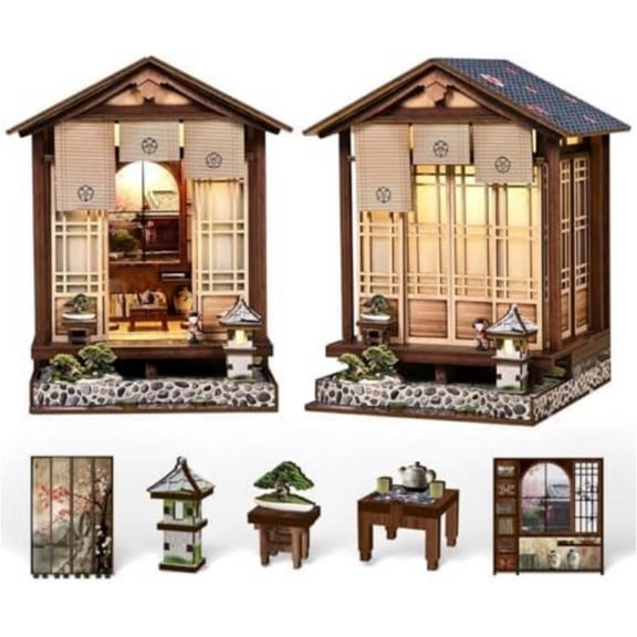 HUISZJ Booknook Model Kit, 3D Puzzles Wooden Booknook Model, Miniature Dollhouse Models Kit Crafts for Party Birthday Friend Gift