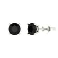 thumbnail image 2 of 1.5 Ct Round Cut Studs Black Natural Onyx 14K White Solid Solid Gold Everyday Dainty Earrings Push Back, 2 of 7