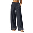 thumbnail image 2 of Inverlee Women's Front Seam Wide Leg Dress Pants Elastic High Waist Loose Business Casual Trousers Dark Gray M, 2 of 8