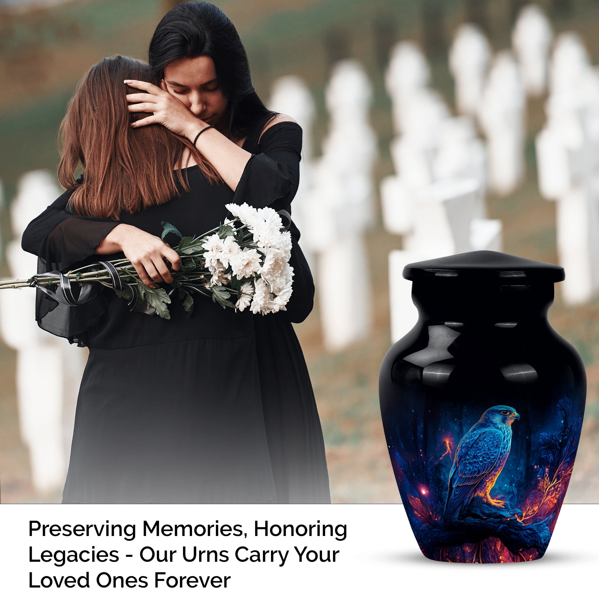 Mini Falcon Keepsake Urn For Ashes Small, Cremation Urn For Ashes Adult Male, Burial Urns For Adult Human Ash, Funeral Urns For Adult Ash Men (Size 3 Inch, 1 Pc)