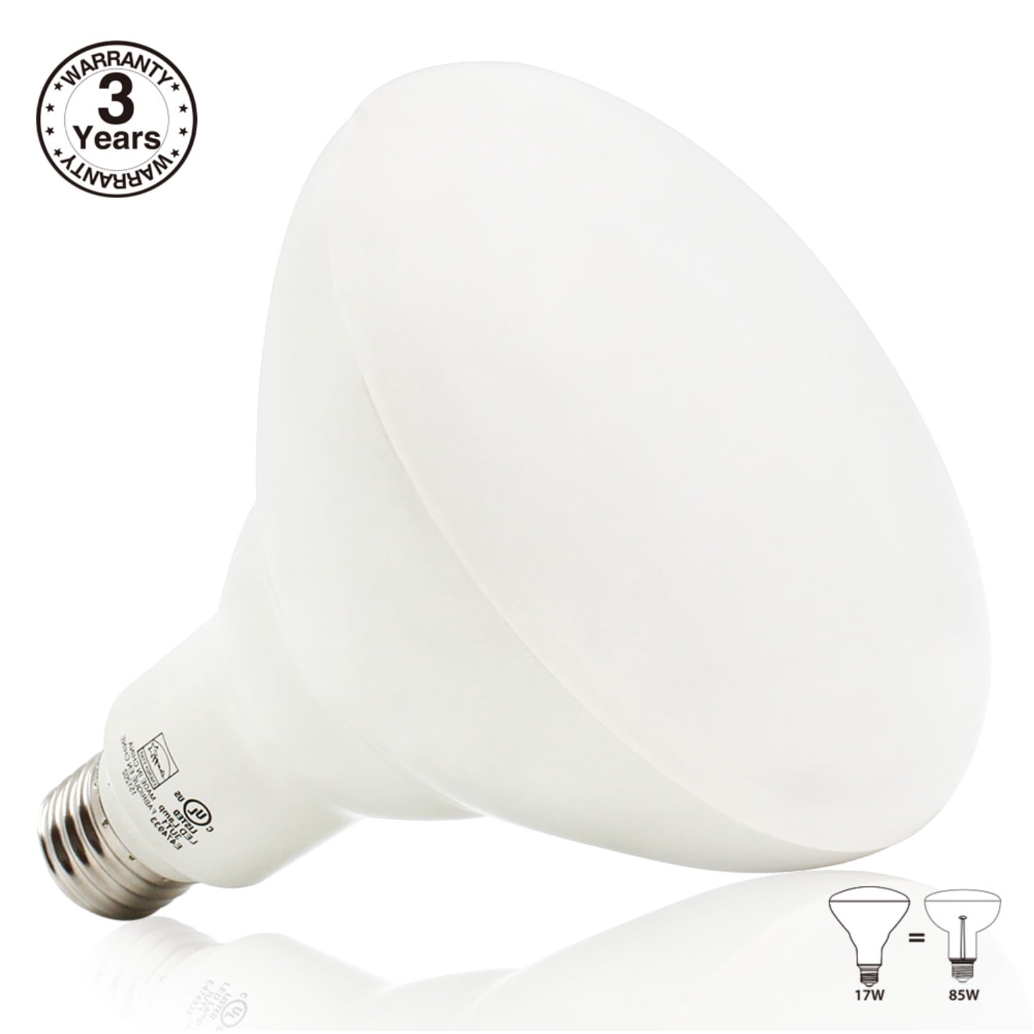 2 Pack 17W (85W Equiv.) Dimmable BR40 LED Bulb, Flood Light Bulb, 1100lm, 4000K Cool White, E26/E27 Base