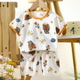 thumbnail image 2 of Atogsazn Baby Boy Summer Clothes Set Toddler Cartoon Cotton Short Sleeve Tshirt Shorts Outfit Pajamas Sets for Girl Khaki 1-2 Years on Clearance, 2 of 3