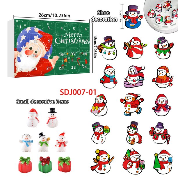Nueva caja ciega creativa de la serie navideña, caja de calendario de cuenta regresiva de Navidad de 24, caja sorpresa de muñeco de nieve de dibujos animados