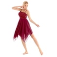 thumbnail image 3 of inhzoy Robe de Danse Lyrique pour Femmes en Chiffon Bretelles Spaghetti Asymétrique Robe de Bal Danse Vin_rouge TG, 3 of 9