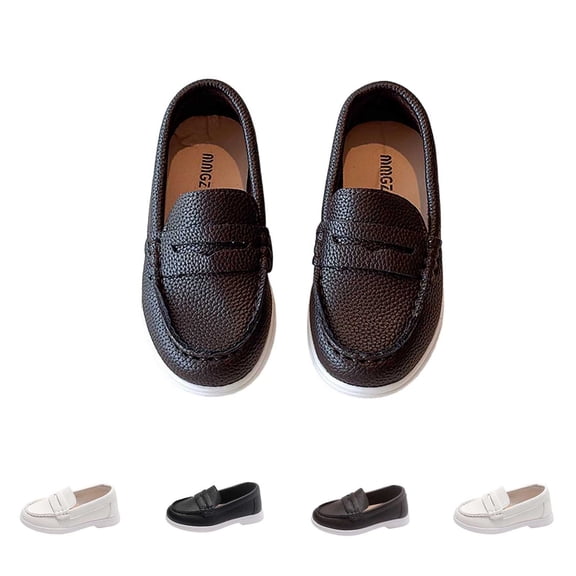 Boys Slip-On Loafers Faux Leather Dress Casual Shoes Flat Sole Comfort Footwear for Wedding Party Formal