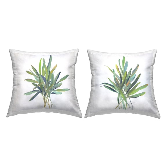 Stupell Industries Green Plant Fronds Decorative Printed Throw Pillow Design by Sally Swatland.
