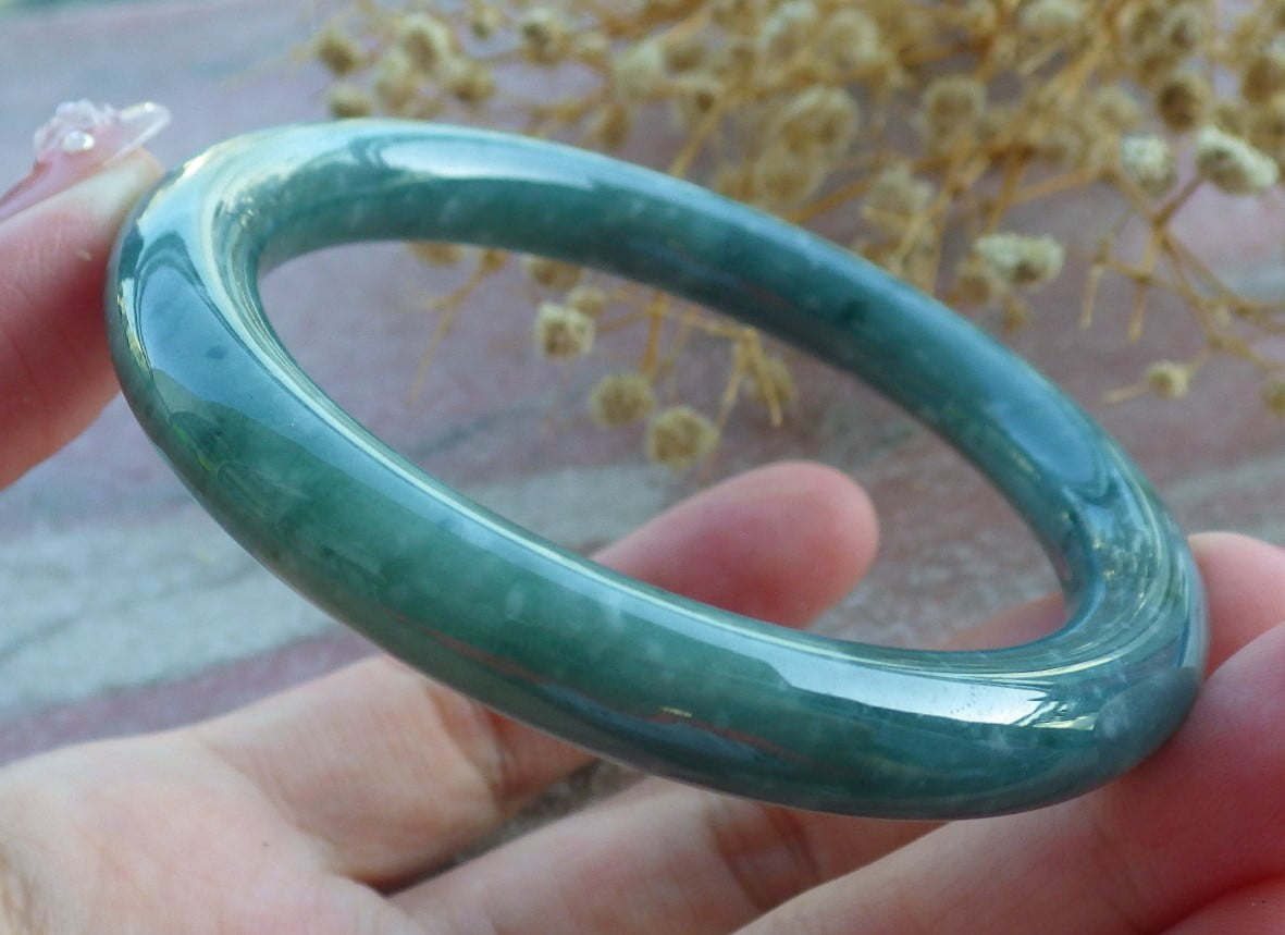 Icy Green Natural A JADE Jadeite Circle Bangle Bracelet 55 mm 681423 TN