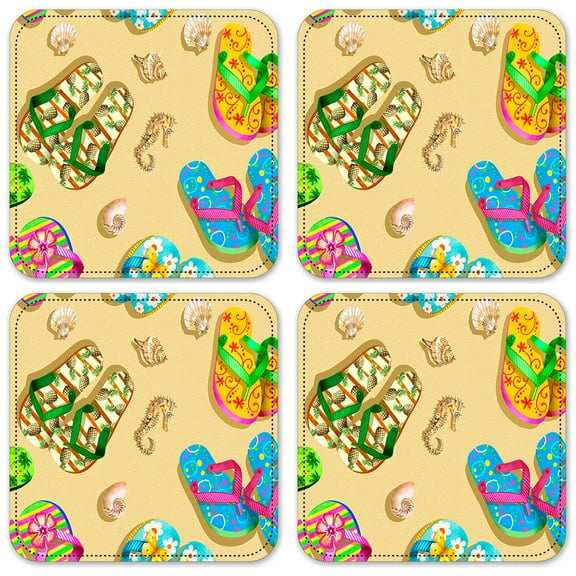 Vinyl Drink Coasters - Set of 4 - Sandals