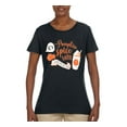 thumbnail image 2 of Wild Bobby It's Pumpkin Spice Latte Season Orange Black and White Halloween Women Graphic Tee, Black, Small, 2 of 6