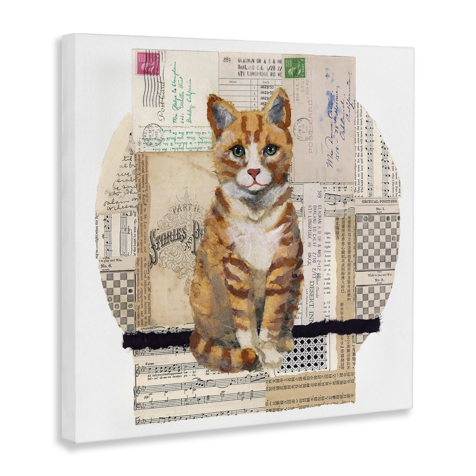 Stupell Industries Orange Cat Collage Animals & Insects Painting Gallery Wrapped Canvas Art Print Wall Art, 30 x 30
