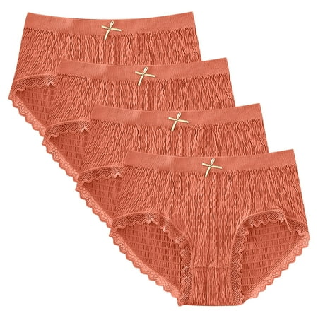 Levmjia Womens Underwear Elastic Waist Bubble Lace Panties Breathable Comfortable No Show Mid Rise Cotton Underwear for Women Sexy Soft Stretchy Plus Size 6 Pack