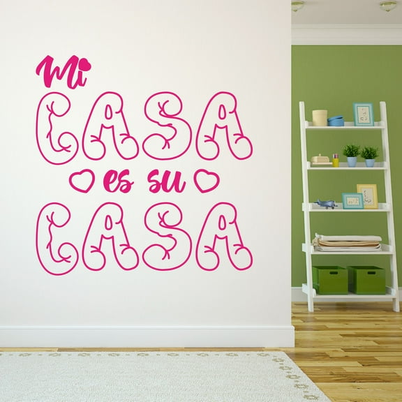 Spanish Wall Decals for Family Hallway - Mi casa es su casa Spanish Expression of Welcome Home Wall Sticker - Size: 20 In x 20 In
