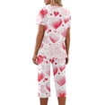 thumbnail image 4 of Kixjoy Womens Lounge Set Sweat Capris and Shirts Short Sleeve Casual Summer Sweatsuit Classic Valentines Loose Fit Womens Sweatsuit with Pockets, Light pink 3XL, 4 of 7