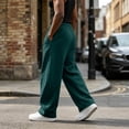 thumbnail image 4 of Nestiefly Men's Fleece Baggy Sweatpants | Wide Leg Pants, Athletic, Elastic Waist, Drawstring, Casual, Lounge, with Pockets, Streetwear, Comfort Dark Green S, 4 of 7