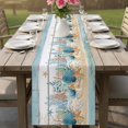 thumbnail image 4 of Starfish Coastal Table Runner 108 Inches, Summer Ocean Blue Coral Conch Seagrass Bed Runner Dresser Scarves Tabletop for Indoor Outdoor Parties/Ceremony/Banquet, 13"x 108", 4 of 9