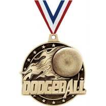 Dodgeball Medals, 2" Gold Diecast Dodgeball Medal Award 10 Pack