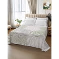 thumbnail image 2 of Sage Green White Full Size Flat Sheet, Wrinkleproof & Fadeproof Cooling Flat Bed Sheet Only, Abstract Grey Chrysanthemum Flower Breathable Soft Bedding Top Sheets 81 x 96 Inches, 2 of 8