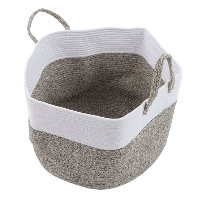 Panier Tressé en Corde de Coton Grande Capacité Flexible Multifonction Panier de Rangement Tressé avec Poignée pour Linge Jouet Type 1