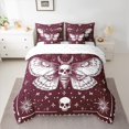 thumbnail image 2 of Manfei Gothic Skeleton Moth 7-Piece Twin Bedding Sets,Boho bohemian Theme Bedding Comforter Set,Red White Sheet Sets For Men Women,Ultra Soft Home Decor Reversible, 2 of 8
