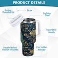 thumbnail image 2 of Yayeee 40oz Stainless Steel Tumbler with Straw and Handle Double-Wall Insulated Travel Water Bottle, Navy Blue Peacock Pattern, 2 of 8