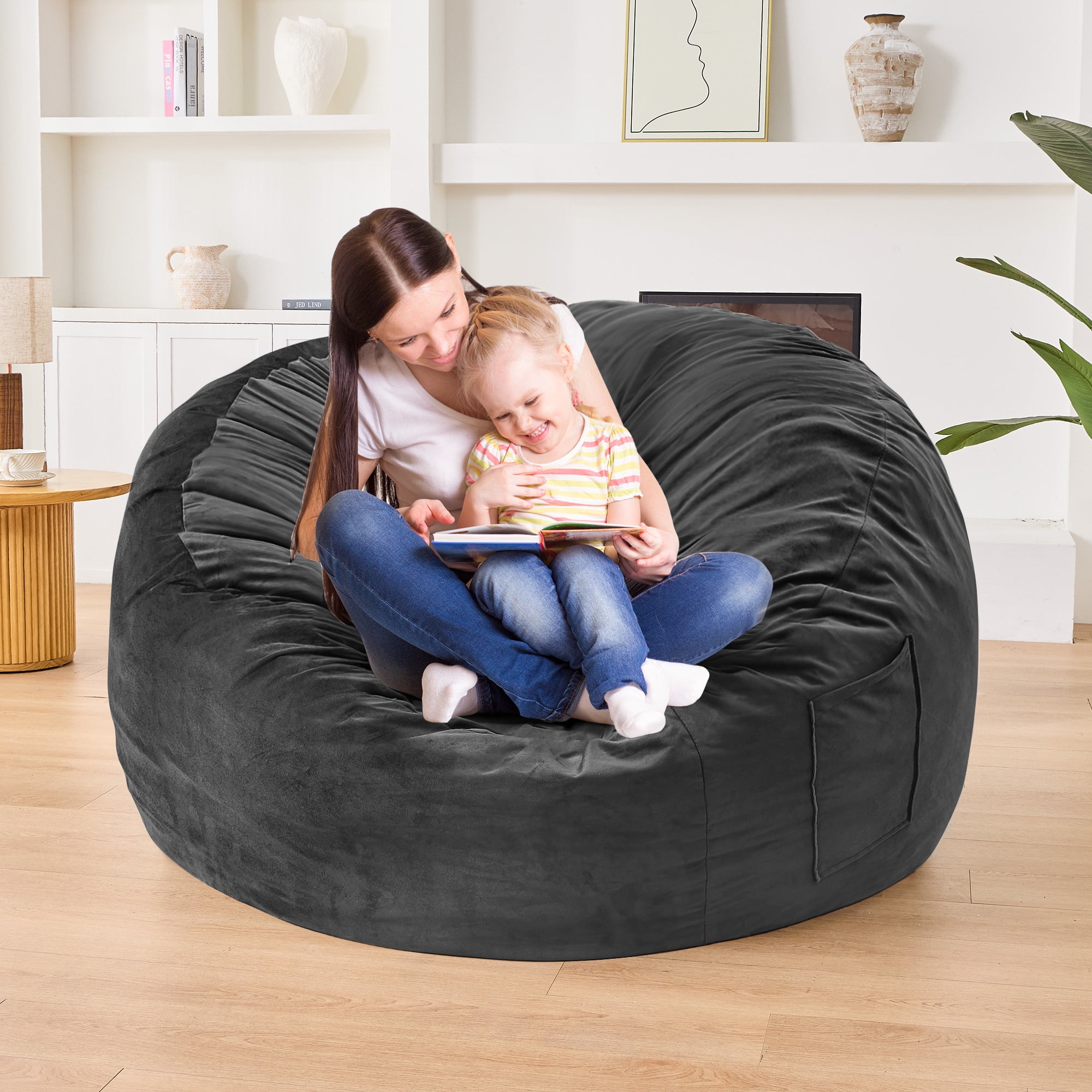 XIECUVA Bean Bag Chair Stuffed Memory Foam for Adults，X-Large Size Beanbag Sofa，5 ft