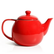 Sweese Porcelain Tea Pot With Stainless Steel Infuser, 27 Ounce, Red
