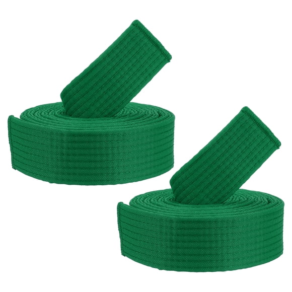Unique Bargains 6.6FT Taekwondo Colored Ranking Belts, Polyester / Cotton Men Women Pro for Competition, Green 2 Pack