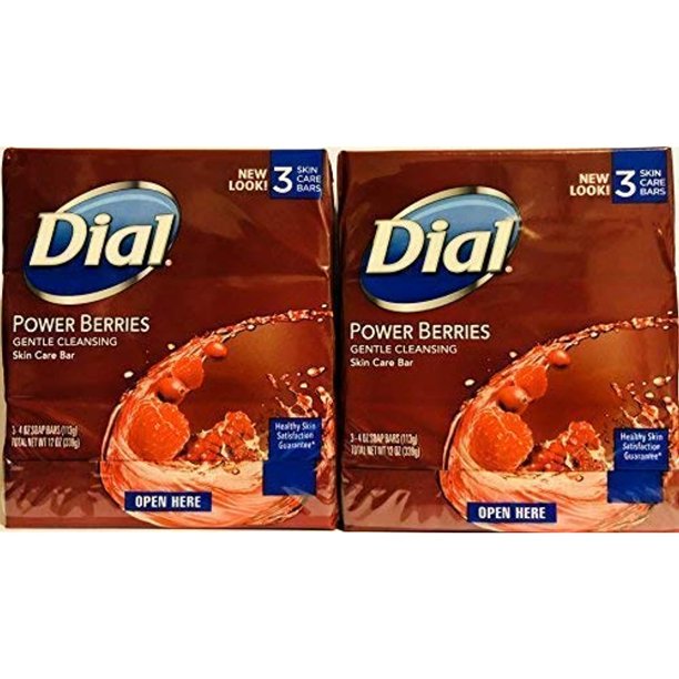 Dial Glycerin Soap Bars With Power Berries, 4 Oz Bars, 3 Ea (Pack Of 2