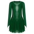 thumbnail image 3 of Runhomal Robe de Danse Lyrique pour Femmes Patchwork en Maille Manches Longues Justaucorps Costume de Danse Moderne Vert m, 3 of 7