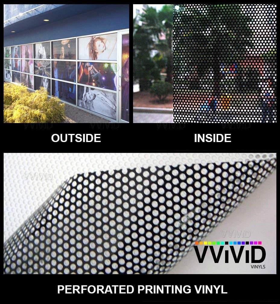 VViViD One Way Perforated Window Vinyl Privacy Wrap Film Roll Decal Sheet  DIY Easy to Use Air-Release Adhesive (1ft x 54 Inch)