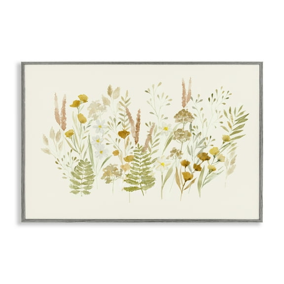 Stupell Industries Wild Cottage Blooms Plants & Flowers Painting Gray Framed Art Print Wall Art, 18 x 12