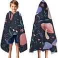 thumbnail image 3 of Colorful Mushroom Flower Dark Pattern Hooded Bath Towel，60"x35" for Ages 3 To 12 Kids, Quick Dry Lightweight Soft Microfiber Hood Beach Towel Cover Up for Kids, 3 of 7