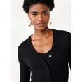 thumbnail image 3 of Scoop Women's Sheer Stripe Knit Cardigan Sweater and Bralette, 2-Piece Set, Sizes XS-XXL, 3 of 5