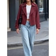 thumbnail image 2 of Double Breasted Women Solid Color Casual Crop Trench Coat Lady Office Jacket with Pocket, 2 of 6