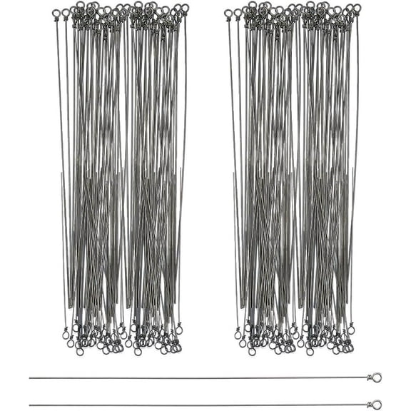 100Pcs Stainless Steel Wire Spinner Baits 8.7-16cm Stainless Steel Fishing Spinner Shaft Fishing Looped Spinner Shaft for DIY Fishing Lure Making Supplie