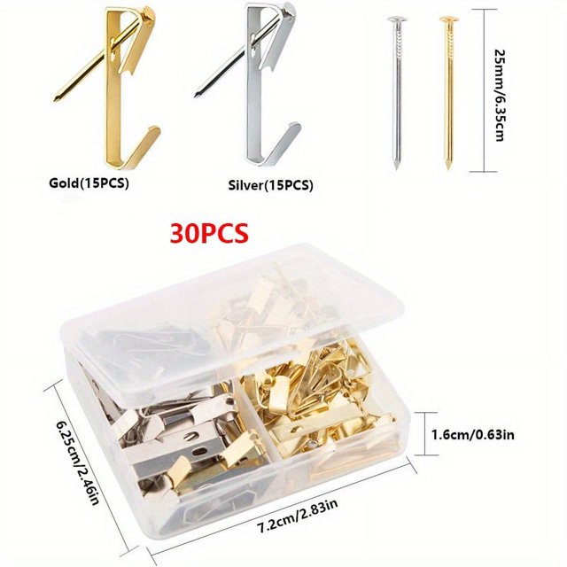 20/30/40pcs Picture Hanging Kit - 30LB Picture Hooks, Hangers & Nails for Drywall & Wooden Walls