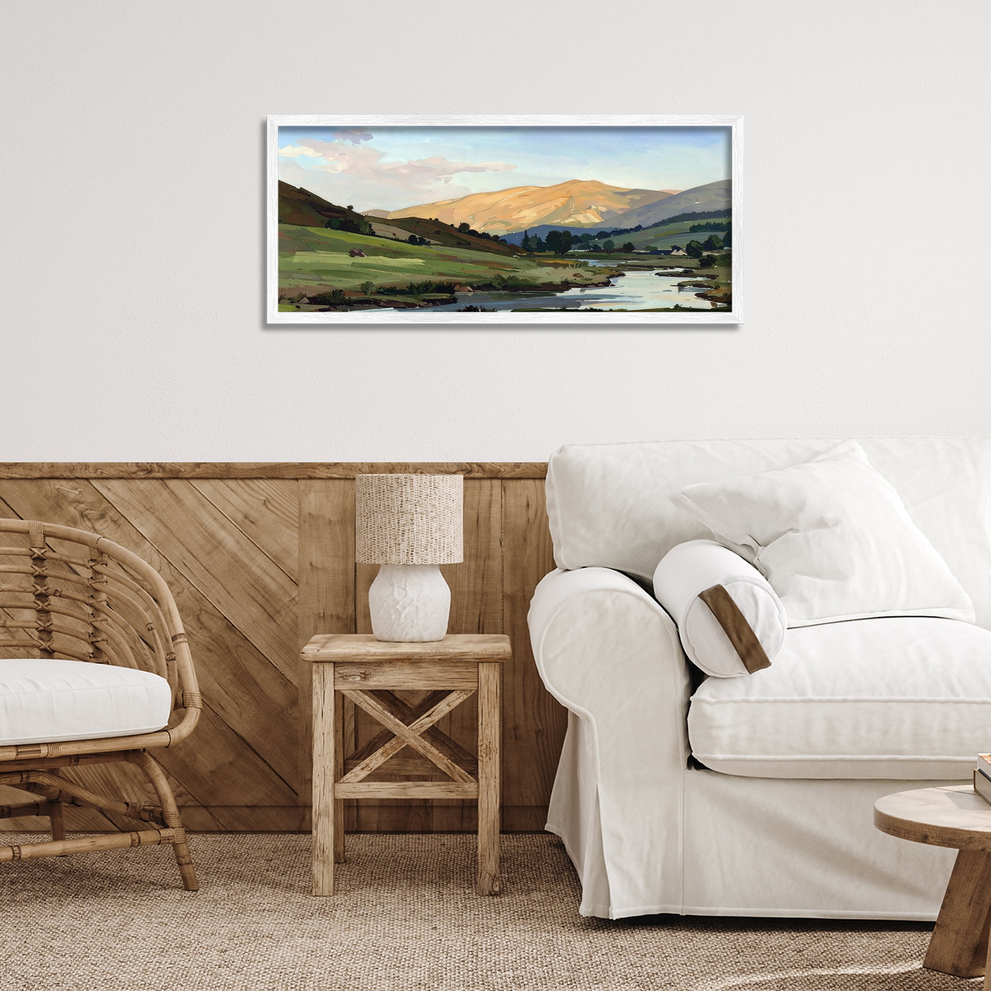 Stupell Industries Across The Valley Landscape White Framed Giclee Art, design by Alonza Saunders