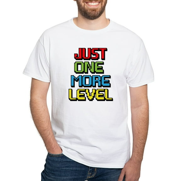 CafePress - Just One More Level T Shirt - Men's White Classic Cotton T-Shirts
