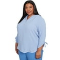 thumbnail image 3 of Alfred Dunner Womens Plus-Size Tie Sleeve Crinkle Textured Henley Top, 3 of 4