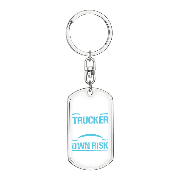 Warning Unmedicated Banker Swivel Keychain Dog Tag Stainless Steel or 18k Gold