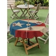thumbnail image 5 of Outdoor Tablecloth with Umbrella Hole Zipper Puerto Rico Flag Round Tablecloth 54" Waterproof Outside Table Cloth Red Blue Vintage Patio Table Cover Tablecloths for Picnic Party, 5 of 8