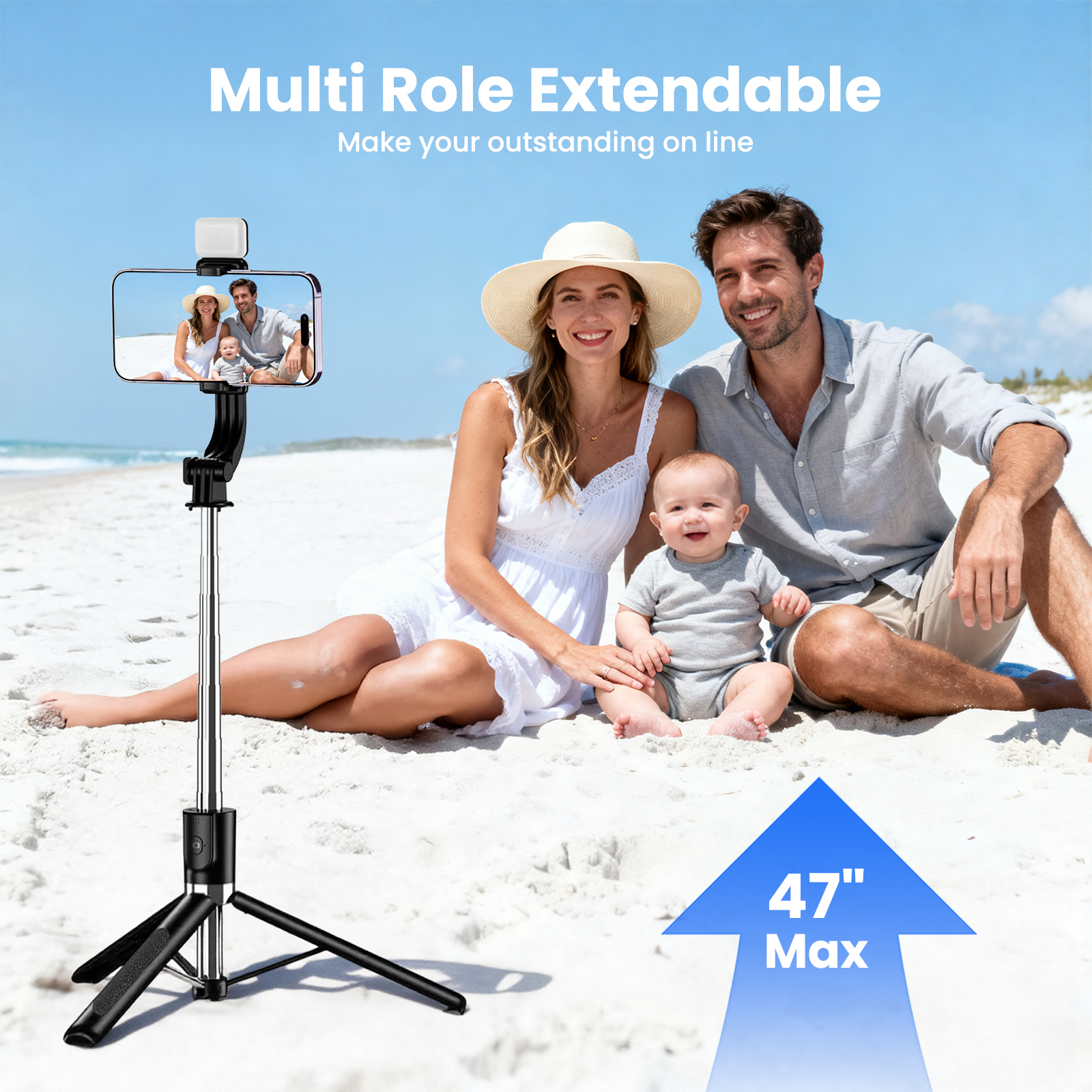 DaPlug 47" Extendable Selfie Stick Tripod with LED Light photo 6