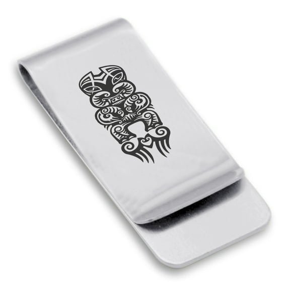Stainless Steel Taniwha Maori Symbol Classic Slim Money Clip Credit Card Holder