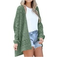 thumbnail image 2 of Frostluinai Oversized Cardigans for Women Open Front Crochet Cardigans Long Sleeve Drop Shoulder Knit Sweaters Solid Casual Loose Cover Up, 2 of 6