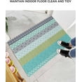 thumbnail image 6 of Shag Bath Rugs Boho Ethnic Style Geometric Pattern Plush Soft Fluffy Doormat Floor Carpet,Non-Slip Living Room Bedroom Kitchen Entryway Door Mats Blue Teal Stripes Gradient, 6 of 6