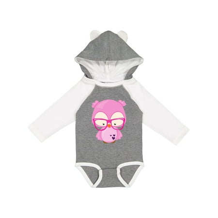 

Inktastic Valentine s Day Owl Pink Owl Glasses Hearts Gift Baby Boy or Baby Girl Long Sleeve Bodysuit