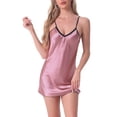 thumbnail image 1 of CAMISÓN DE LENCERÍA DE SATÉN CON ENCAJE PARA MUJER INSPIRE CHIC, SIN ESPALDA, BABYDOLL, TALLA XS, ROSA, 1 of 5